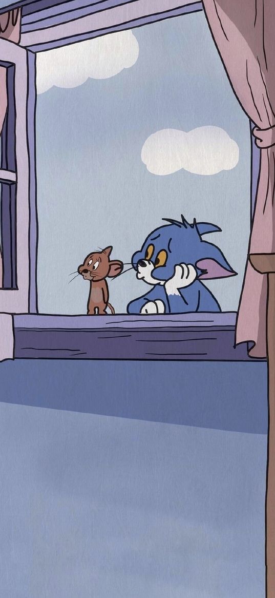 tom and jerry, cats, mouse, cartoons, sad, tired