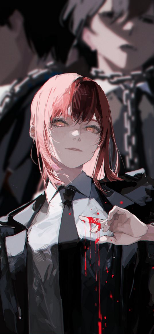 makima, chainsaw man, anime girls, anime, red hair