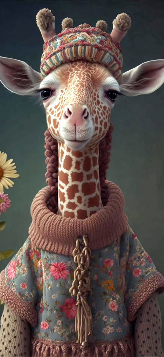 giraffe, cute, hat, spots