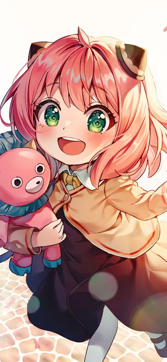 anya forger, spy x family, anime, girl, cute, pink hair, toy, art