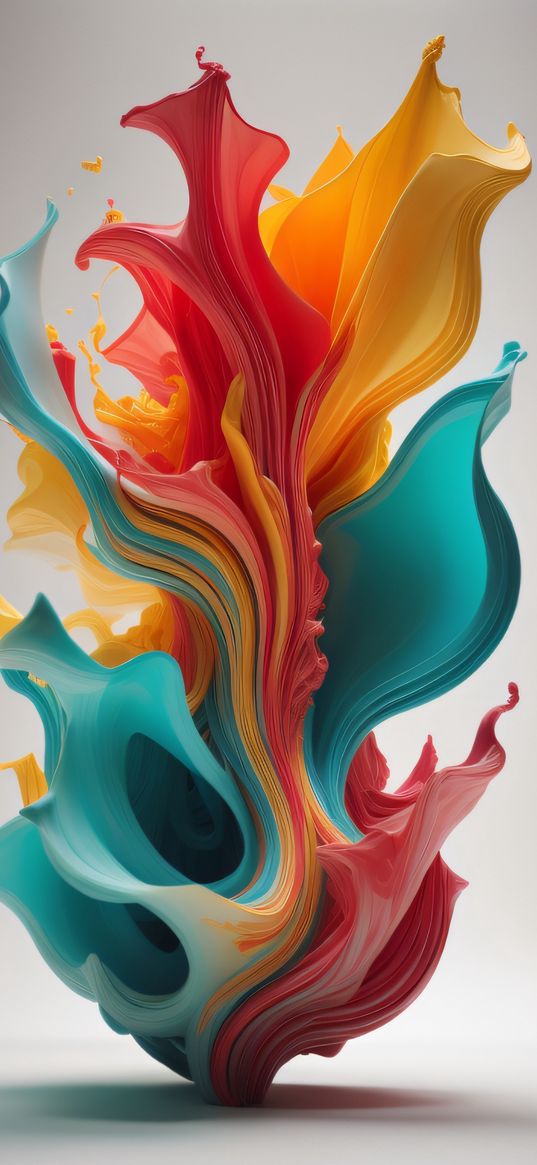 paints, splashes, mixing, multicolored, bright, white background, abstraction