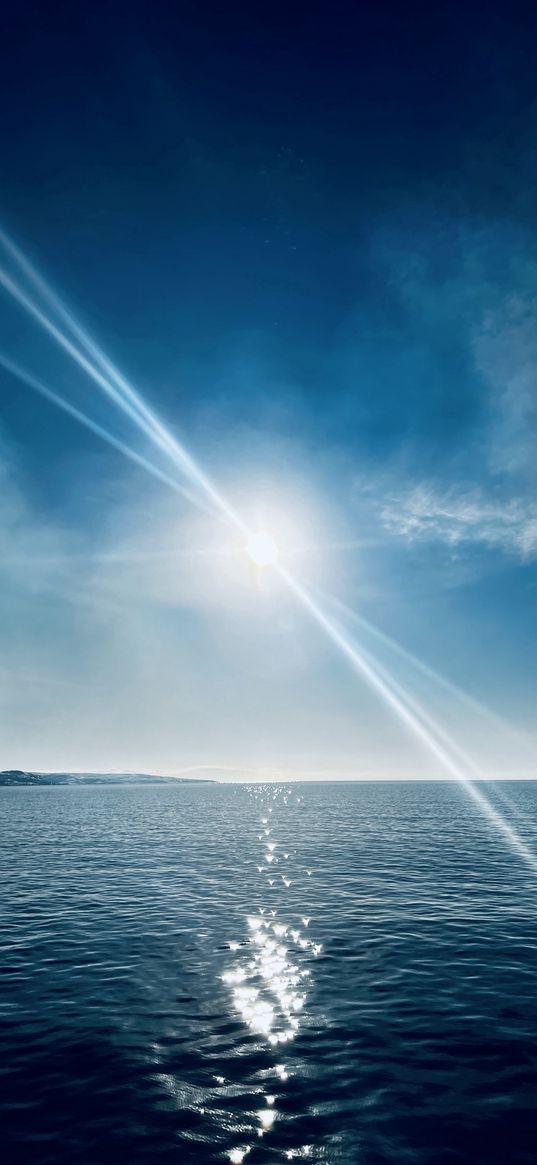 sea, horizon, sun, rays, sky, summer, nature