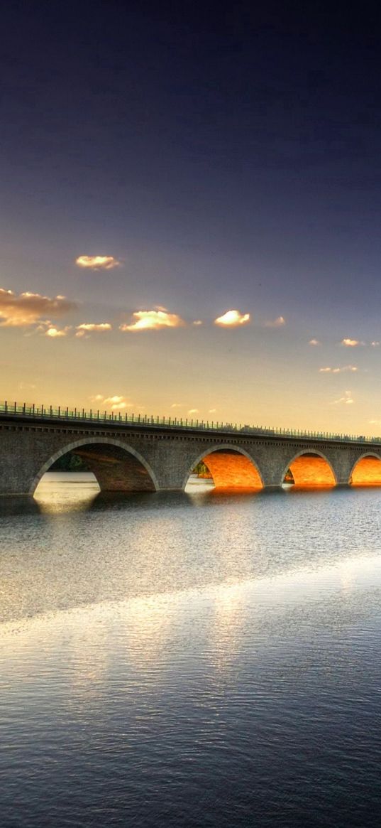 bridge, river, trees, sky