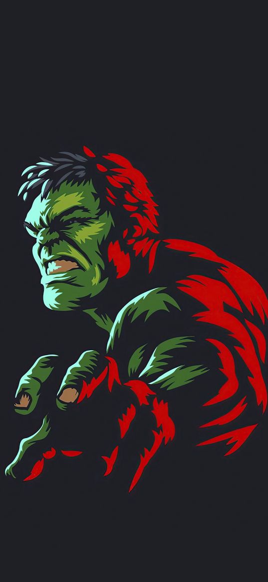 hulk, superhero, marvel, green, red, art