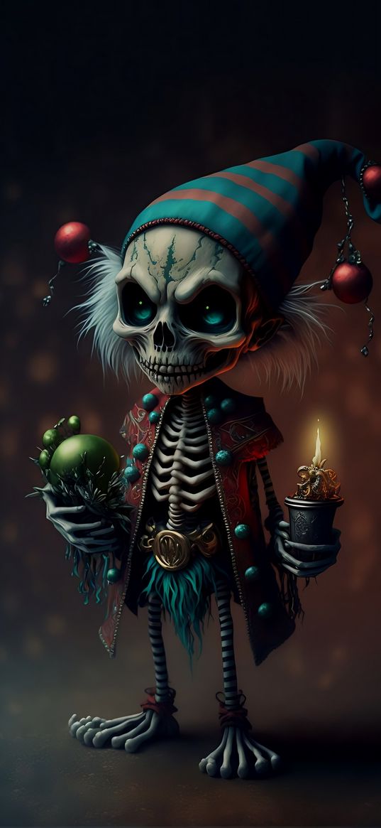 skeleton, art, digital, hat, dwarf