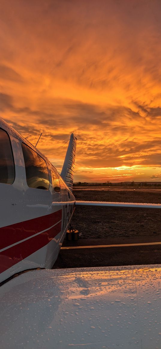 aircraft, sunset, sky, plane, wings