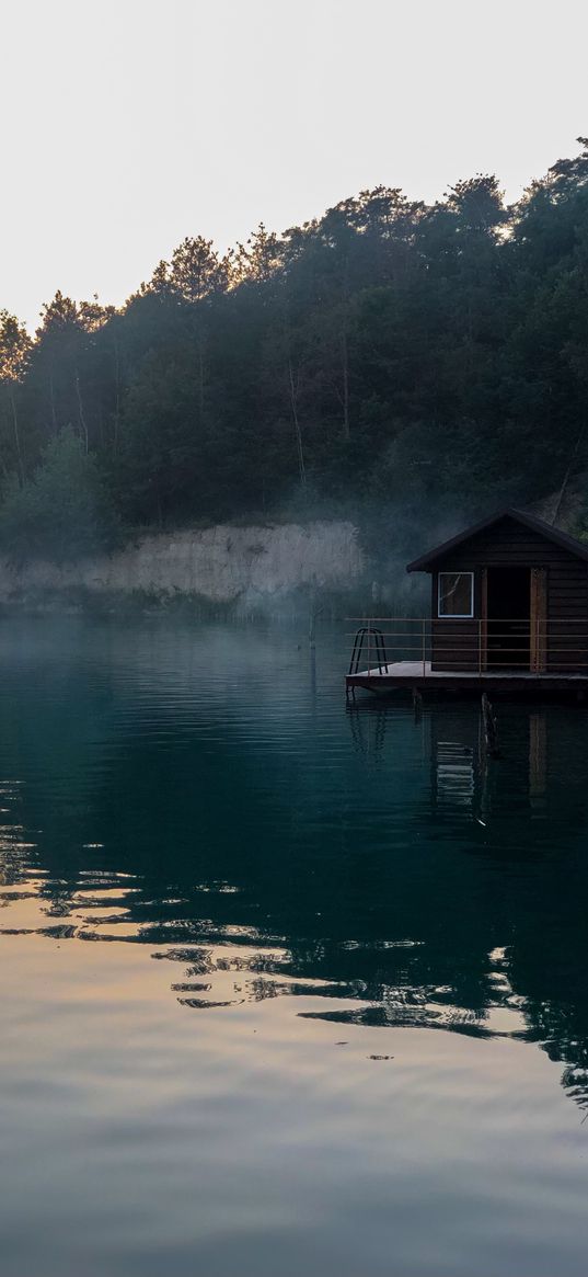 nature, house, fog, water