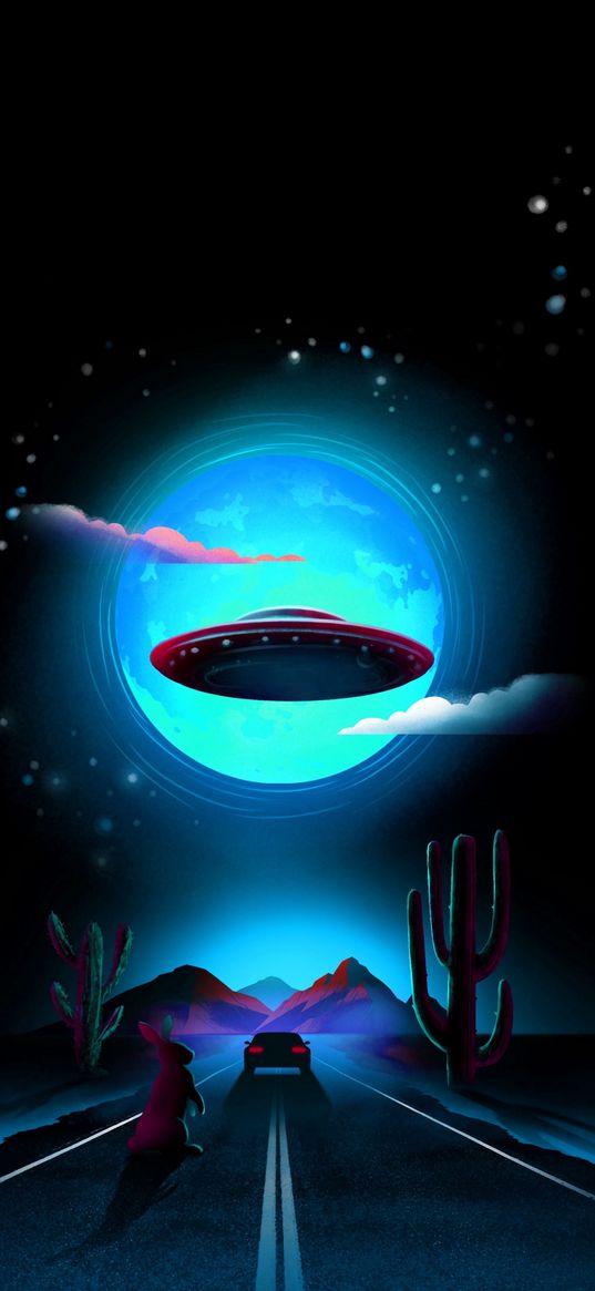 ufo, sky, mystic, night