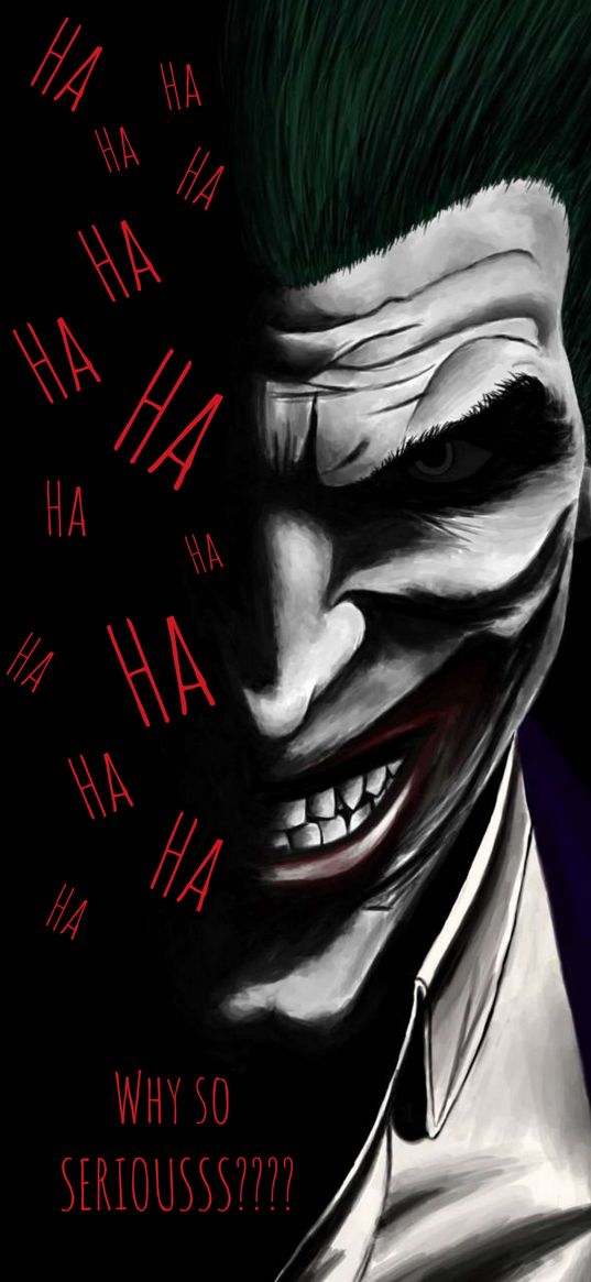 joker, villain, dc, clown, scary, laugh, quote, why are so serious, art