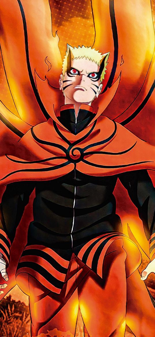 naruto, baryon, anime, guy, tails, fantasy, orange, art