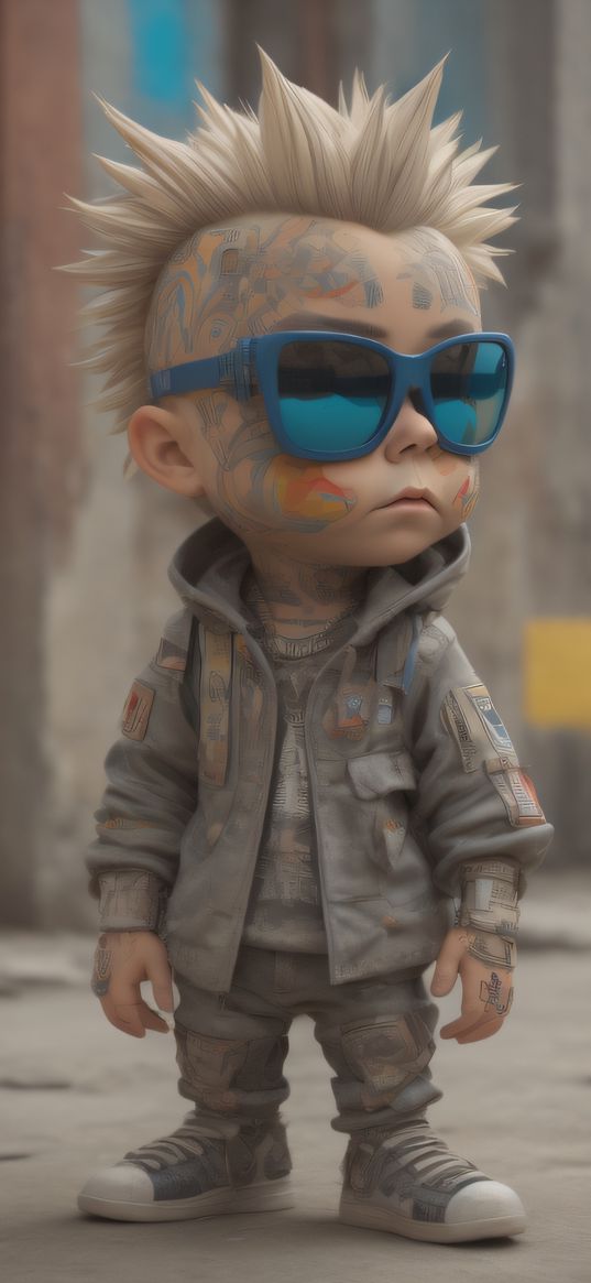 tattoo, glasses, child, boy, art