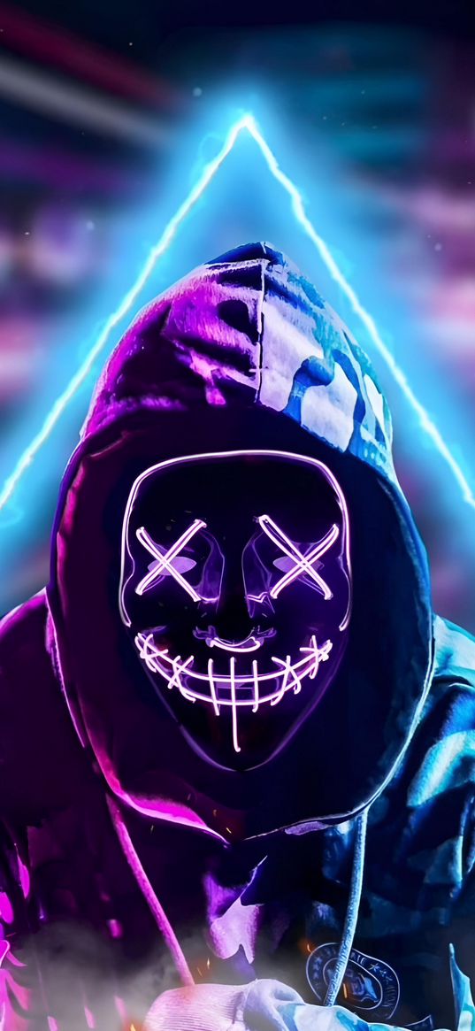 mask, triangle, hood, neon, дшпретштп