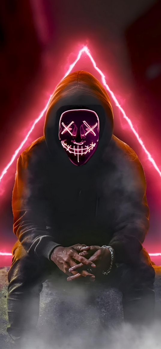 mask, hood, triangle, stranger