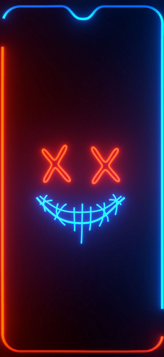 frame, mask, neon, dark, border, smile