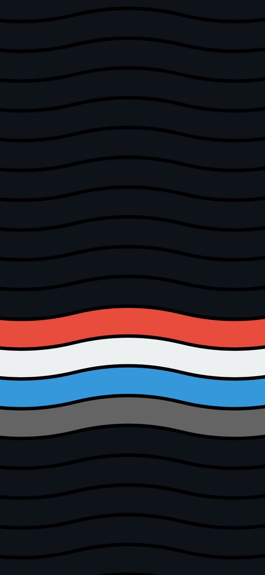 waves, curves, abstraction, black, red, blue, white