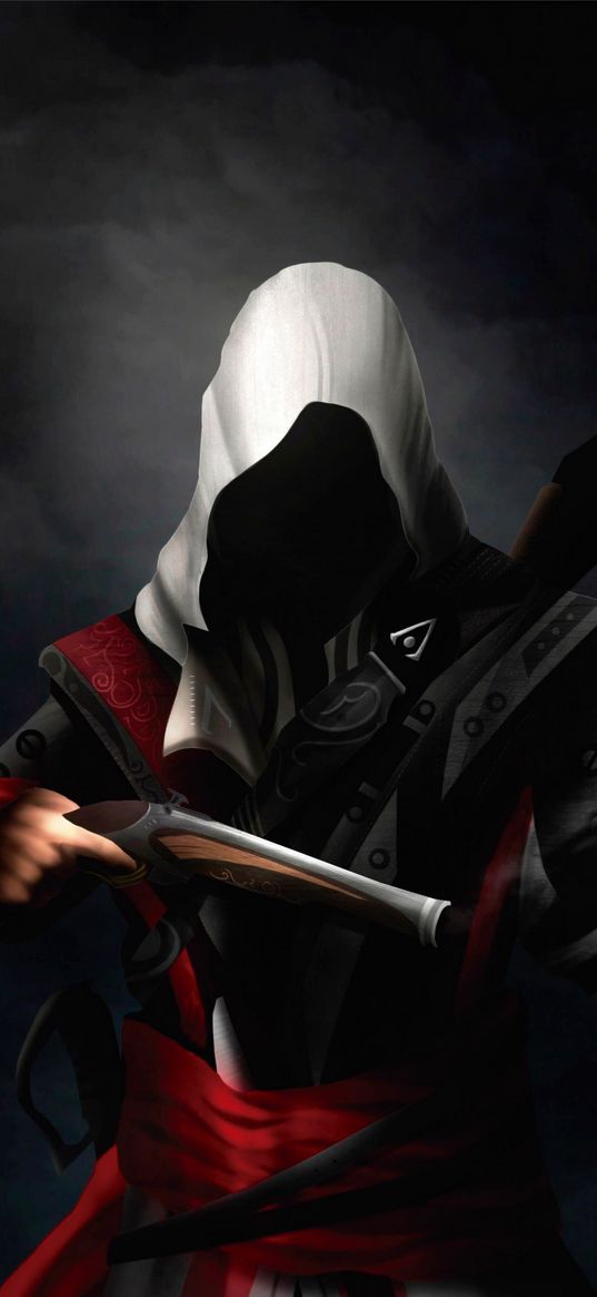 assassin's creed, game, character, assassin, weapon, dark