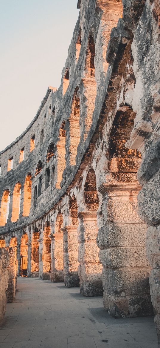 stones, buildings, arches, architecture, sun rays