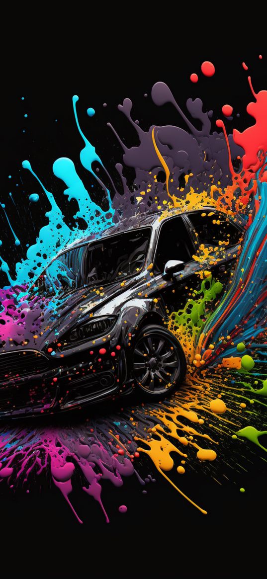 car, black, paint, spray, art