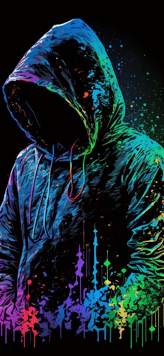 hoodie, hood, paint, art