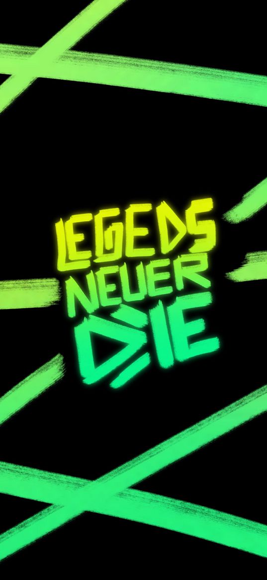 legends never die, lettering, green, texture