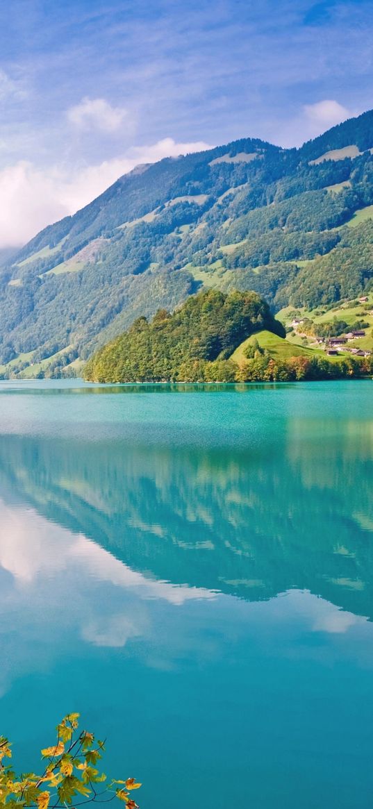 lake, sky, mountains, nature