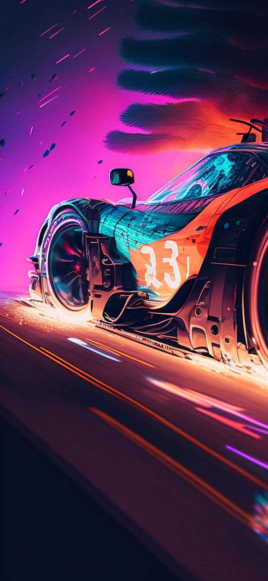 colors, neon, car, sport