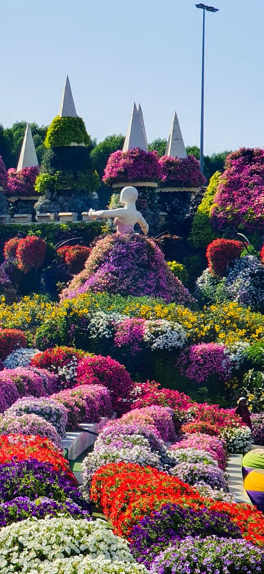 garden, flowers, balerina, sunny, castle