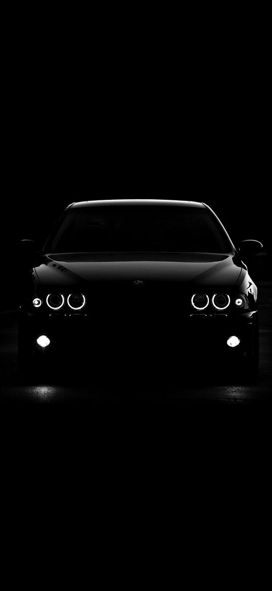 car, auto, headlights, black