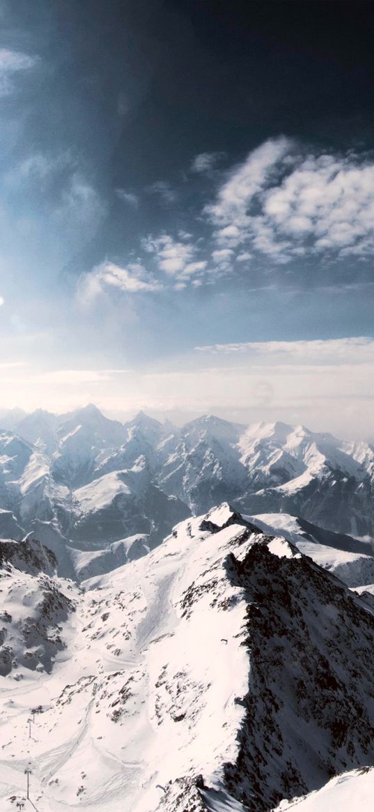 mountains, sky, winter, landscape