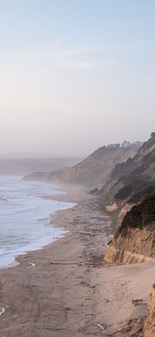 coast, sea, mountains, landscape, tide