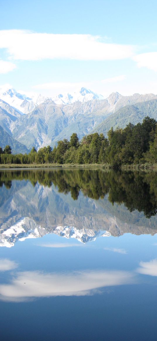 forest, lake, mountains, sky, landscape