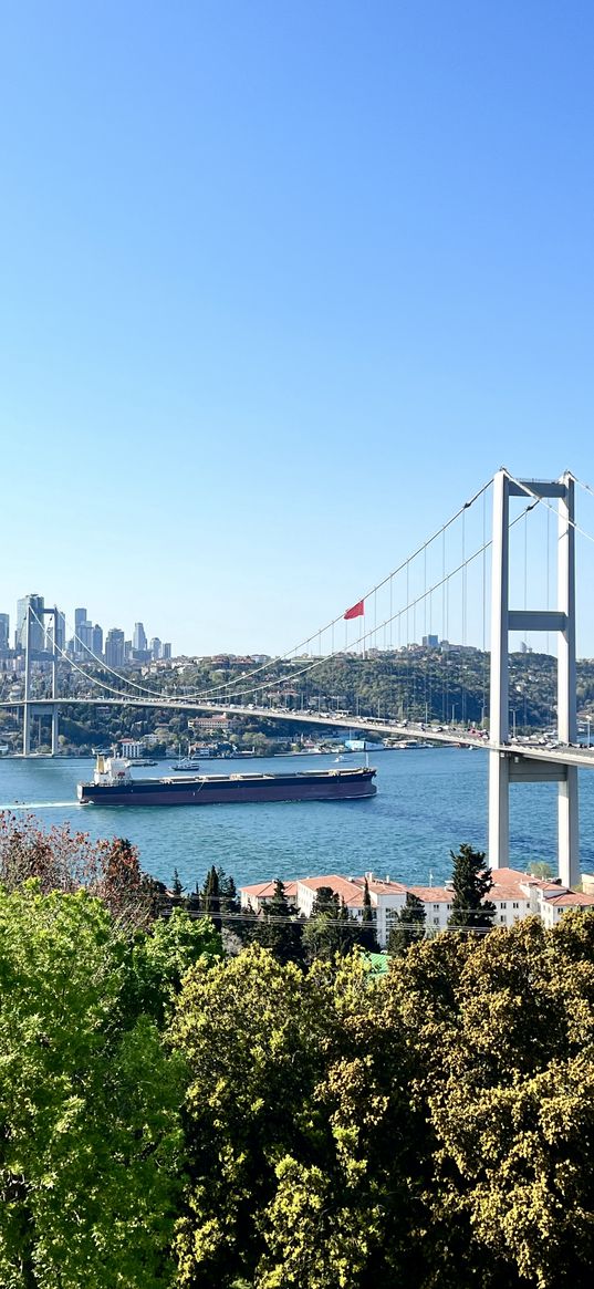 bridge, water, city, istanbul, turkey