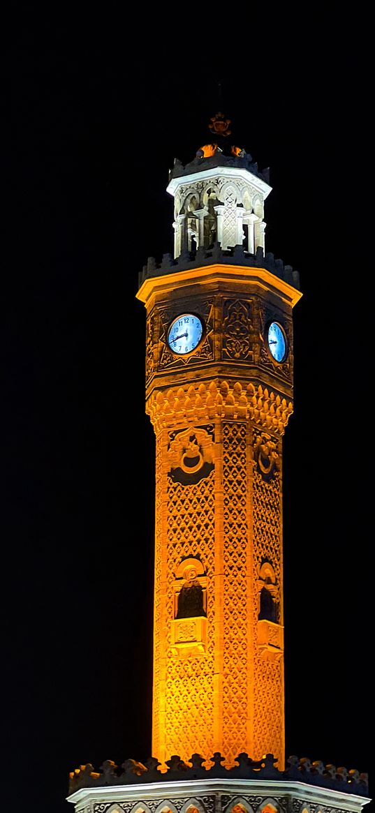 tower, clock, backlight, night