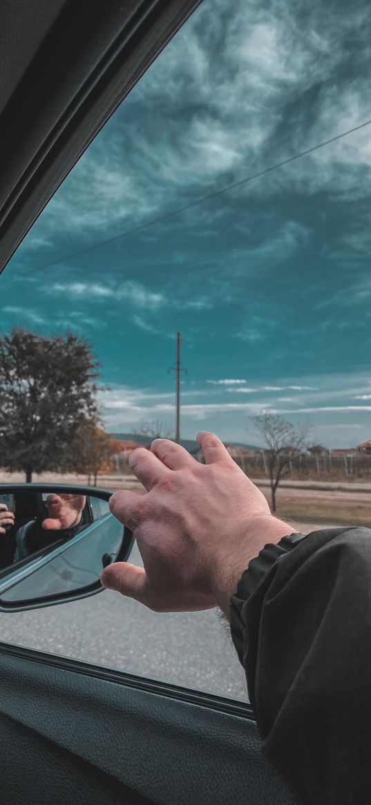 sky, hand, background weather, sun, auto