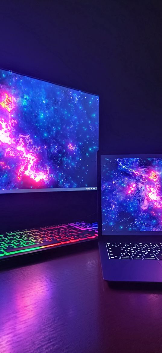 neon, computer, monitors, electronics