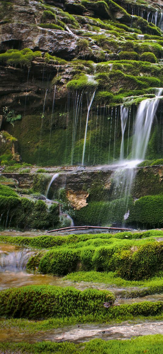 waterfall, green, river, nature