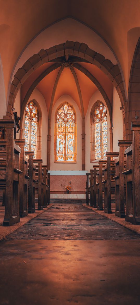 church, windows, stained glass, interior, architecture