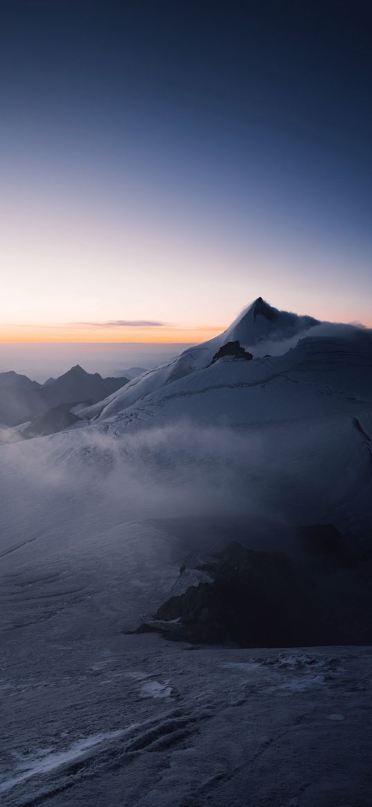 mountain, fog, nature