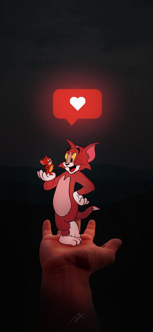 cartoon, hand, love, disney, tom, jerry