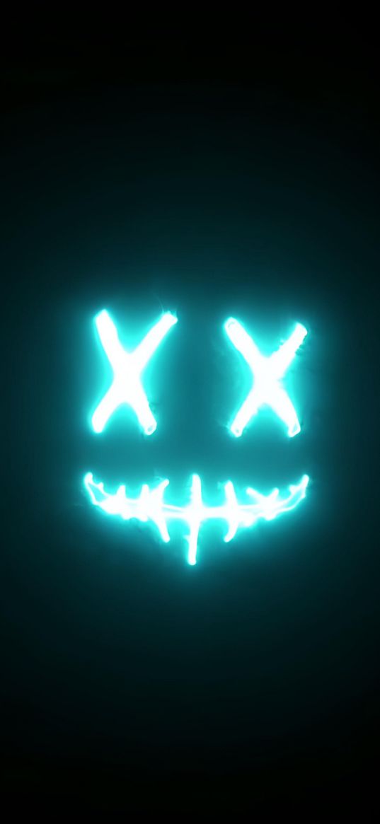 mask, neon, bright, blue