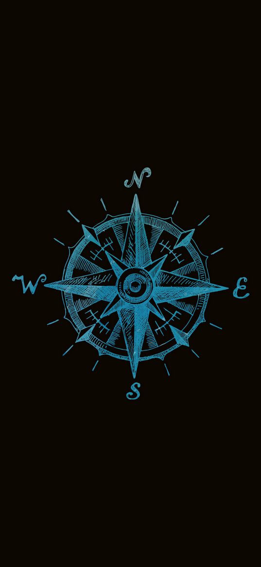 wind rose, compass, blue, black background, art