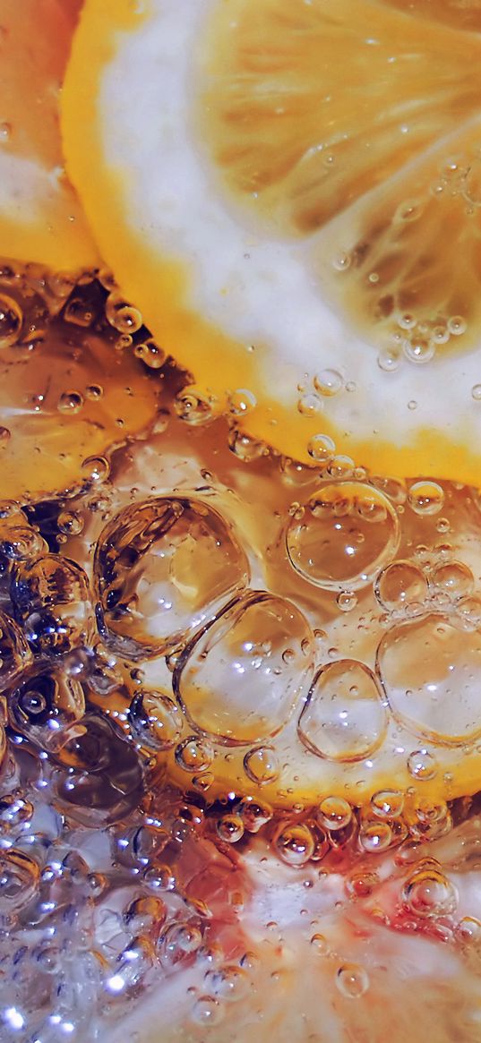 lemon, ice, water, macro