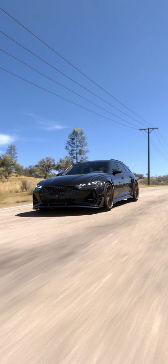 audi, rs6, driving, car, roads, blue skies, nature, racing, custom cars, abt