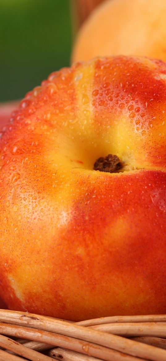 nectarine, fruit, macro, drops