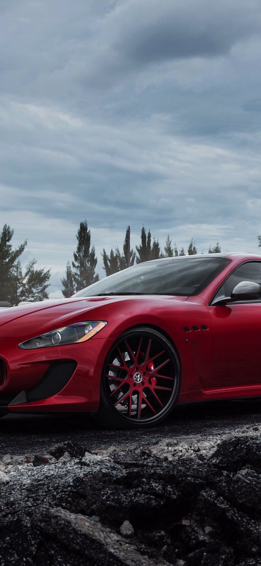 maserati, granturismo, mc, red, side view