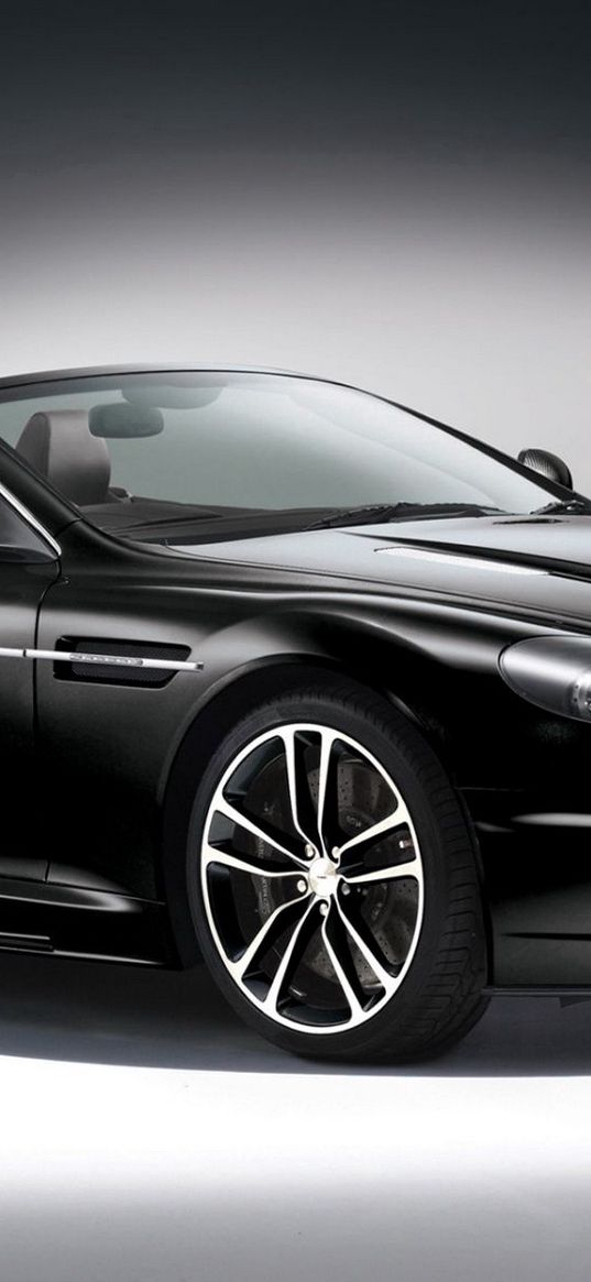 aston martin, dbs, carbon edition, black, convertible, side view