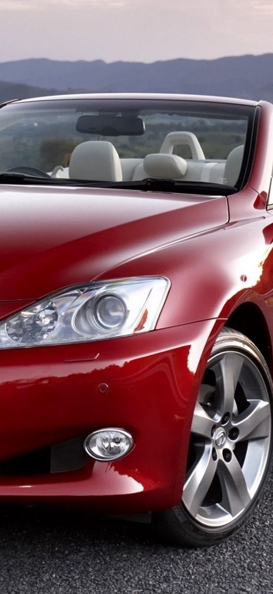 red, lexus is 250c, front view, convertible