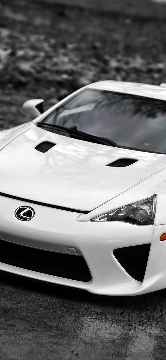 lexus lfa, supercar, white, front view, lexus