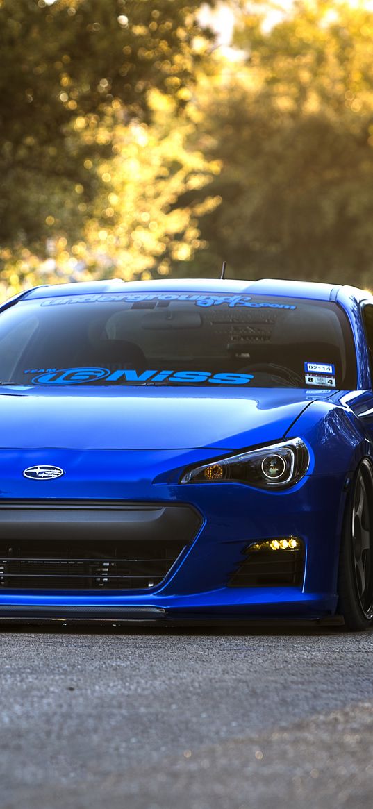 subaru, brz, blue, front, sports car, coupe