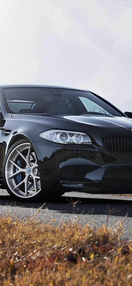 f10, m5, black, bmw, front view